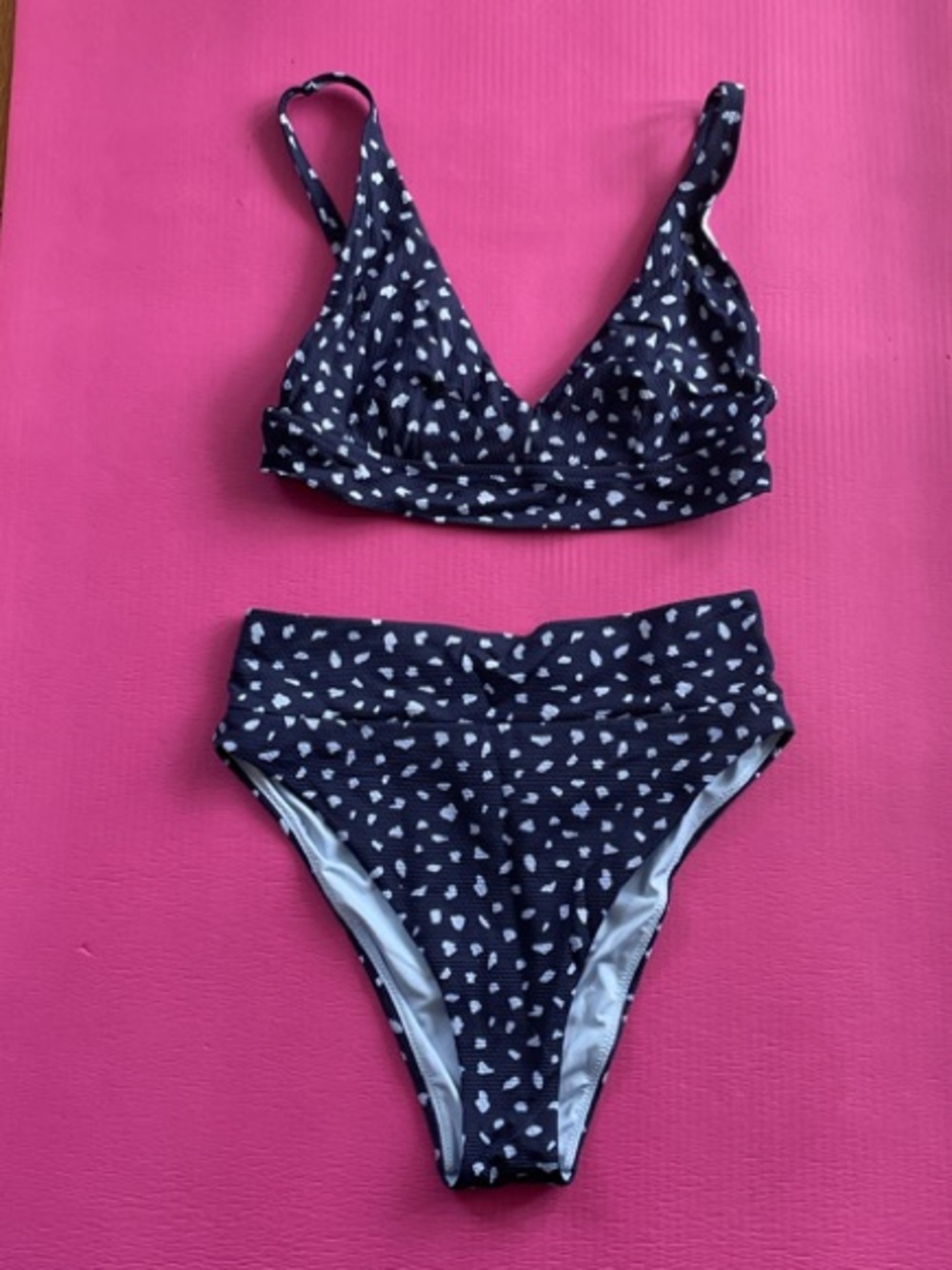 aerie Navy Blue Heart Print Bikini Set
